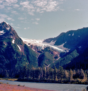 Distant view of Alyeska Glacier Alaska 1967