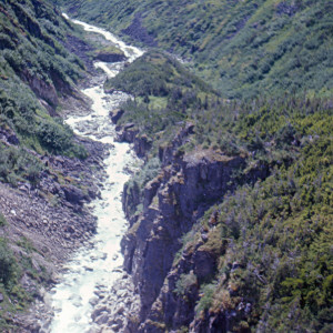 View from narrow gauge railway Whitehorse Yukon to Skagway Alaska 1967