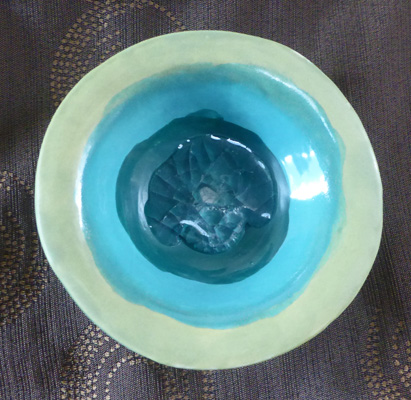 Green bowl with glass