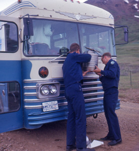 Dealing with an overheated bus at McKinley National Park 1967